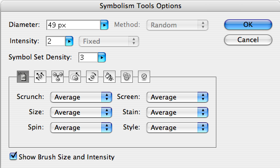 Symbol Sprayer Tool Options